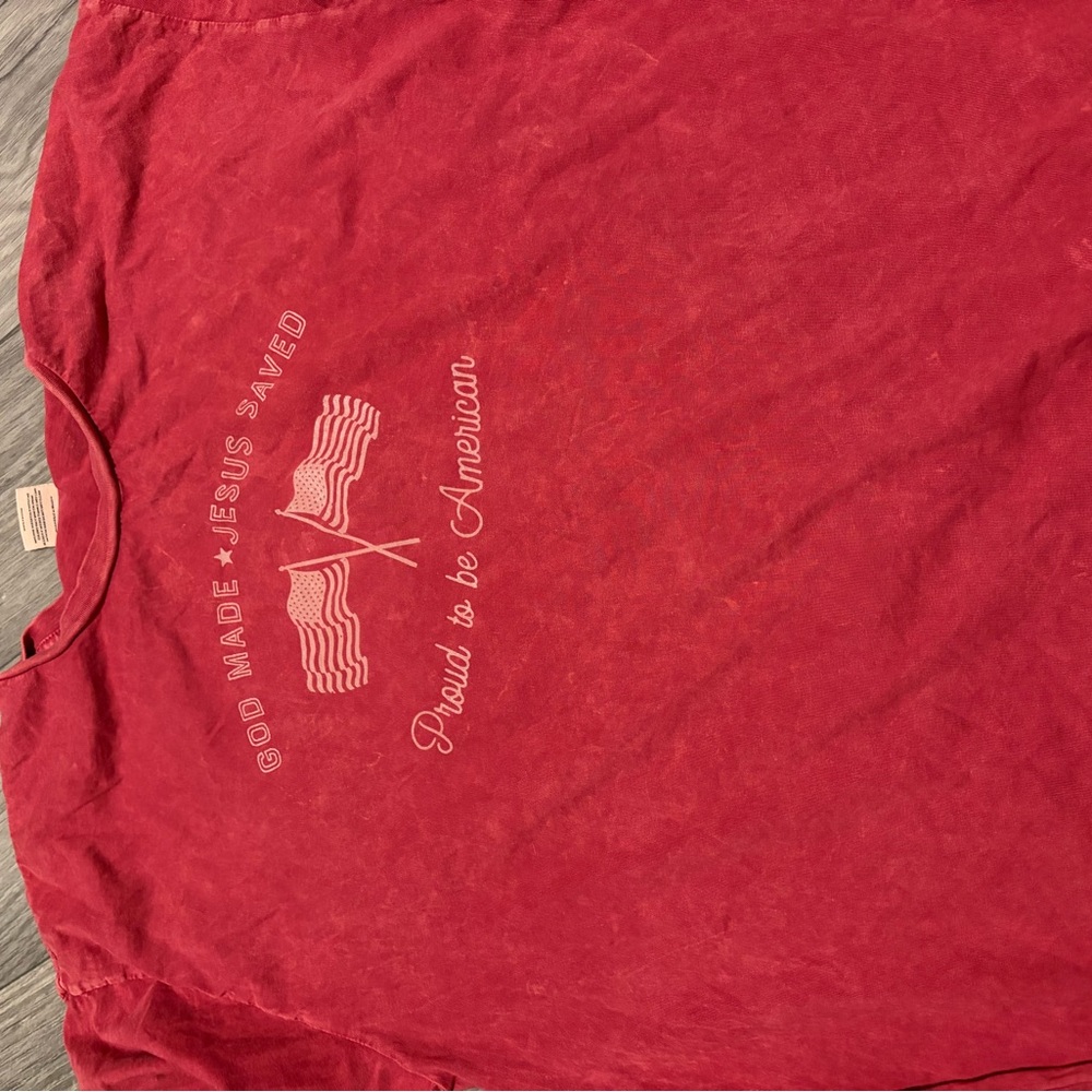 Red Graphic T-Shirt with American Flag Design